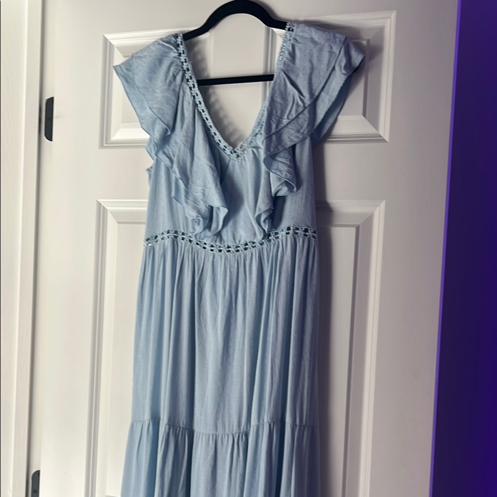 Elegant Blue Ruffle Dress